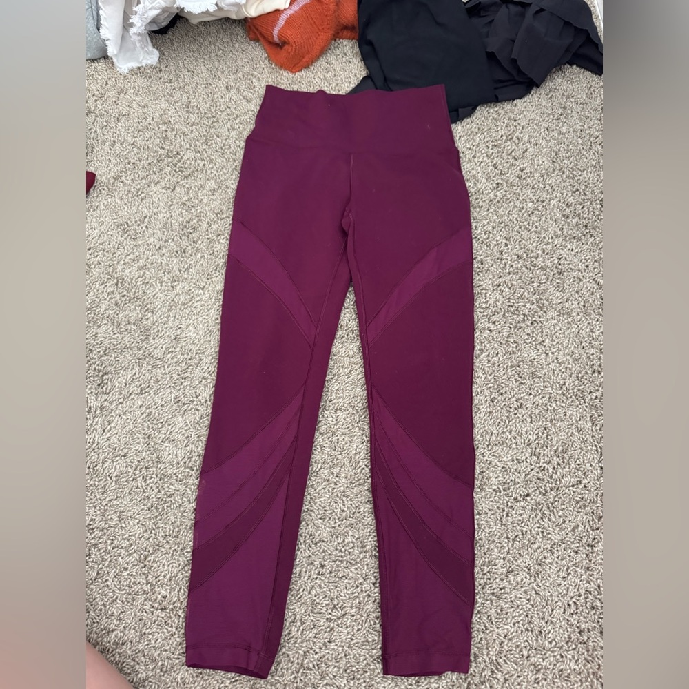 girl high waisted Ivivva Maroon Leggings